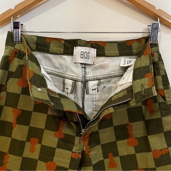 BDG,size 25, pants with chess board and chess print green and orange - Picture 2 of 5